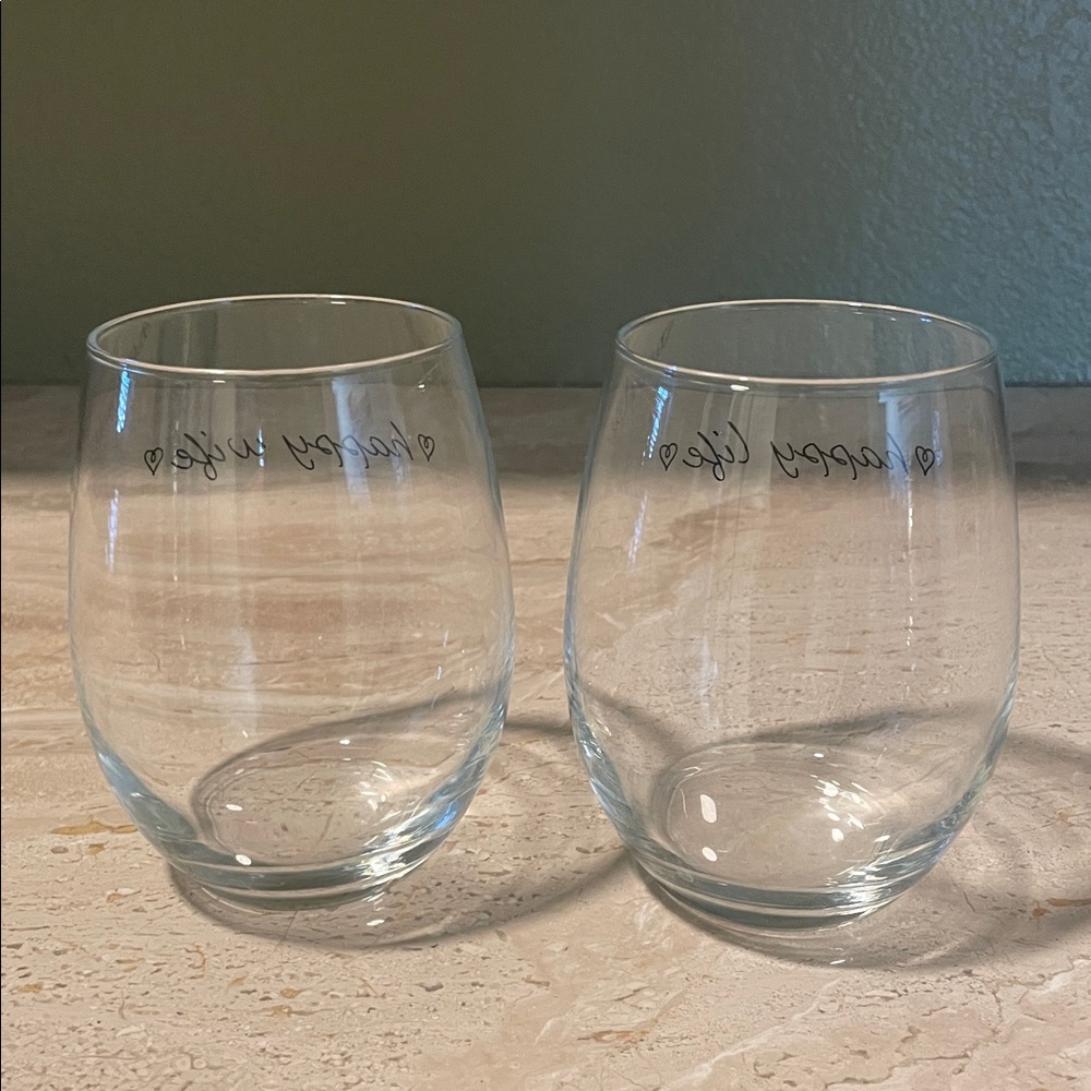 Happy Wife Happy Life Stemless Wine Glass Set - Picture 2 of 2